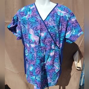 Cherokee Butterfly Scrub Top
